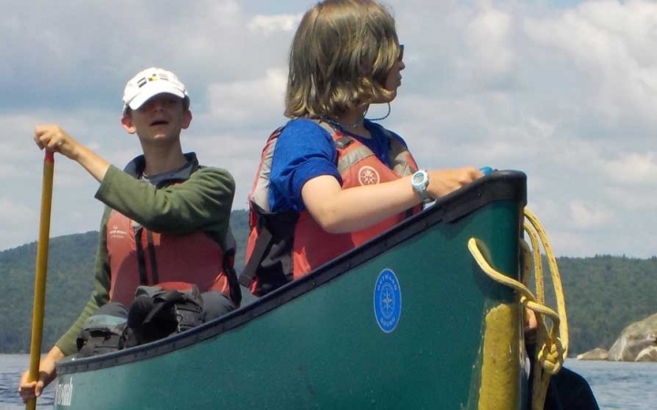 kids canoeing in maine